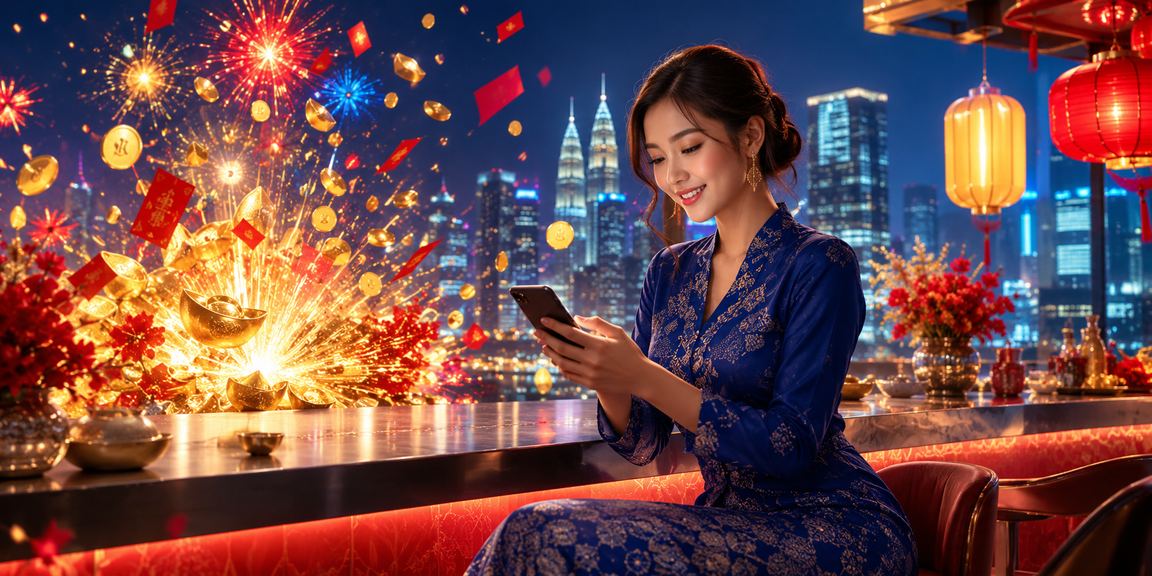 Pengguna wanita Malaysia mendaftar akaun kasino dalam talian melalui telefon pintar di Petaling Jaya